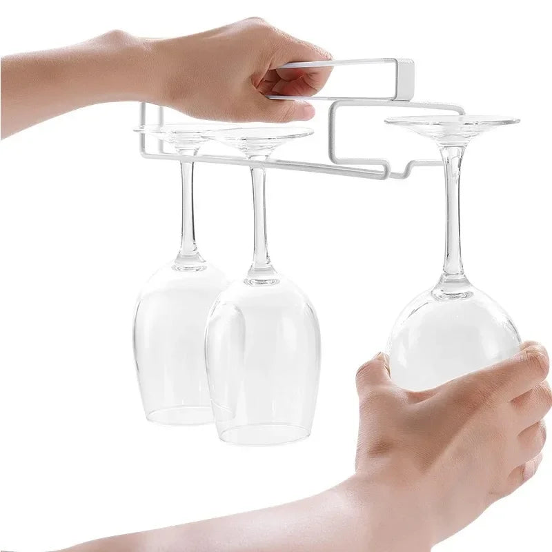 No Drilling Metal Wine Glass Holder - Stemware Rack for Under Cabinet Storage Kitchen - Cabinet Organizer - view 4