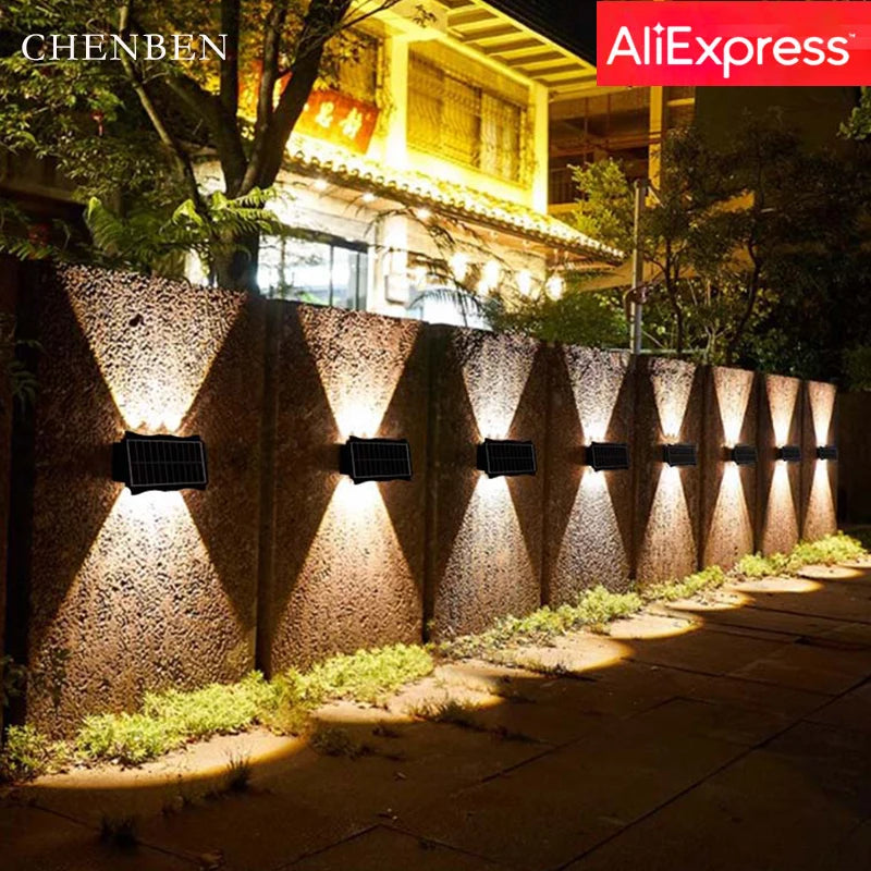 Solar Wall Lamp Outdoor Warm Light Waterproof Up And Down Luminous Lighting Balcony Yard - Solar Light - view 3