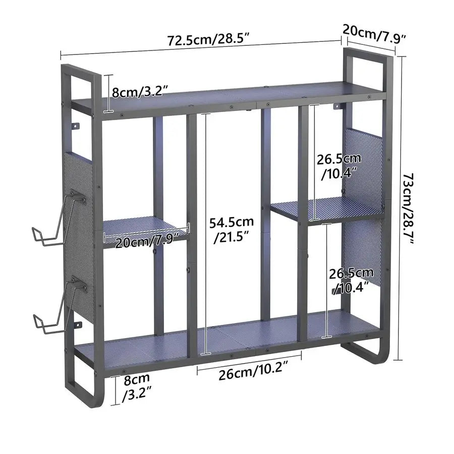Gaming Floating Shelves, 3Tier Wall Mounted Shelf for Wall Storage, Pipe Shelves - Storage Shelf - view 2