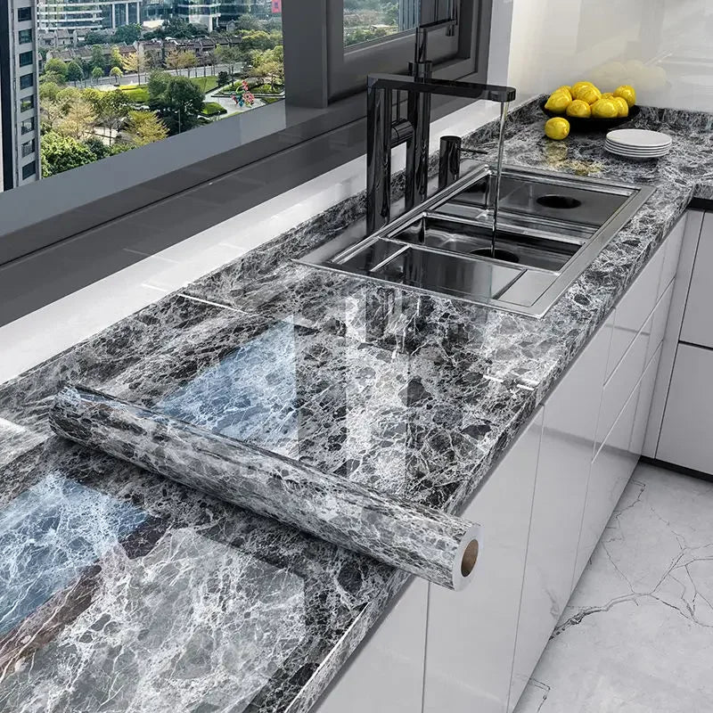 10M x 80CM Marble Self Adhesive Wallpaper Waterproof Oil Proof Kitchen Stickers - Home Improvement - view 3