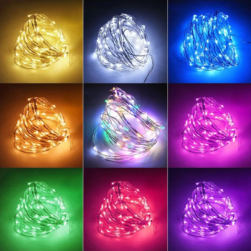USB LED String Lights Copper Wire Fairy Warm White Garland Home Christmas Wedding Holiday - Home Improvement