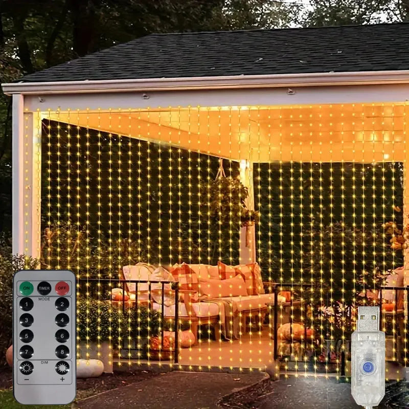 LED Garland Fairy Light Garden Light String 6M 8 Mode USB Curtain Light Wedding - Window Treatment - view 2