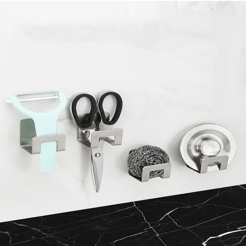 Stainless Steel Sink Tray Drainer Rack Kitchen Sink Sponge Holders Self Adhesive Hook - Dish Drying Rack - view 4