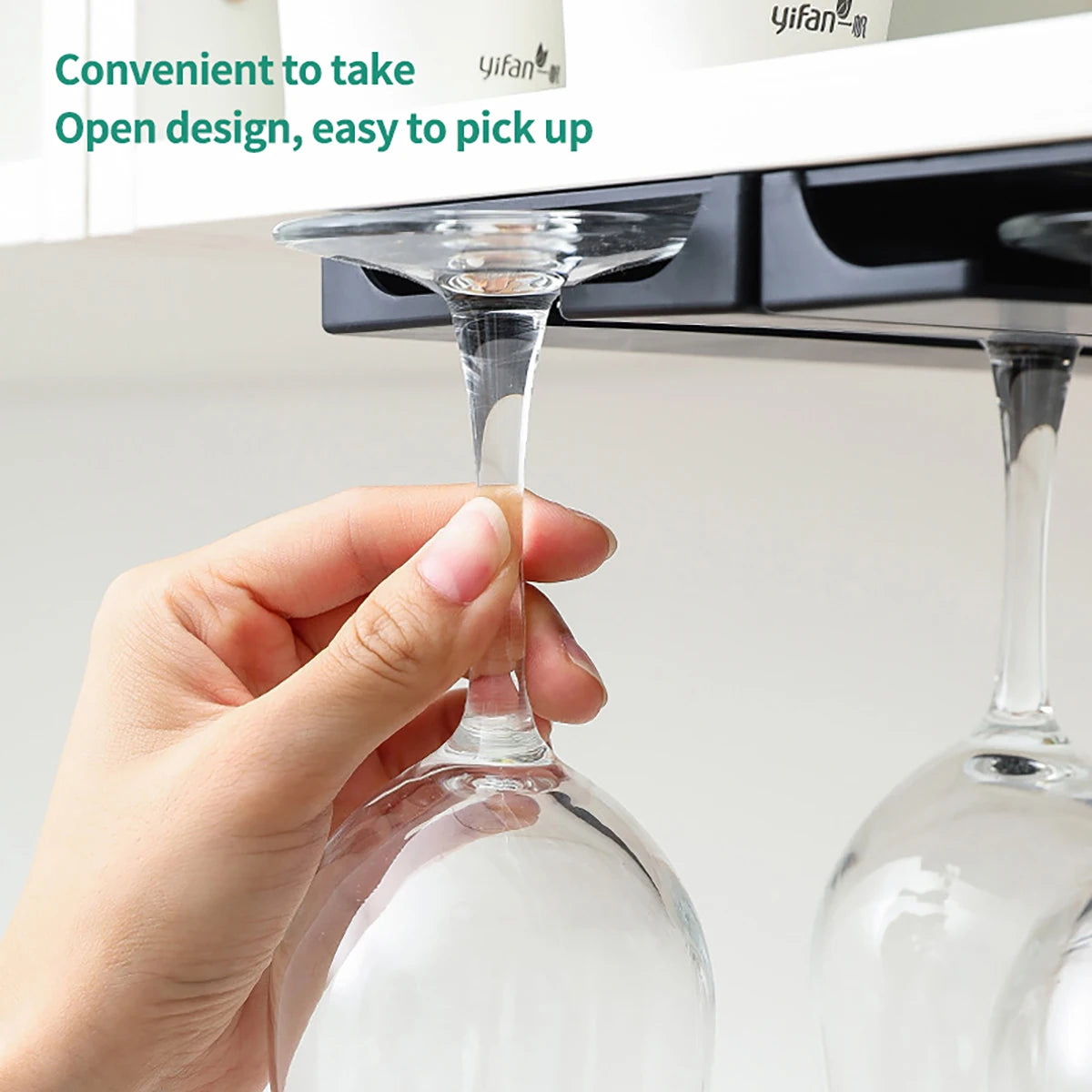 Under Cabinet Upside Down Wine Glass Holder - For Wine Glasses/Champagne Glasses - Cabinet Organizer - view 5