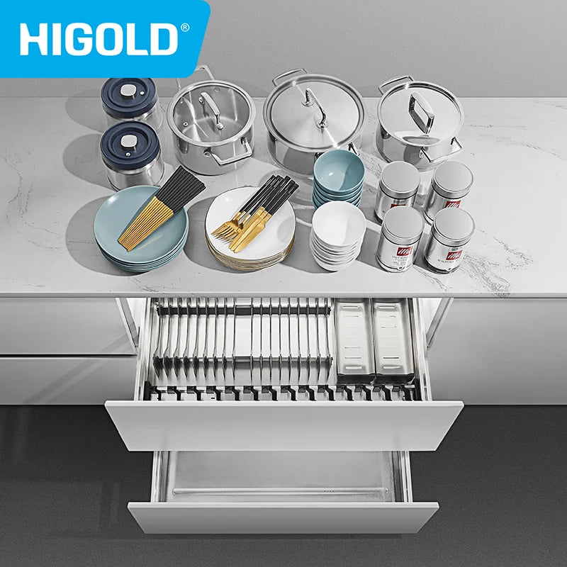HIGOLD 600mm Kitchen Cabinet Basket Pull Drawer 800mm / 900mm 304 Stainless Steel Dish - Cabinet Organizer - view 4