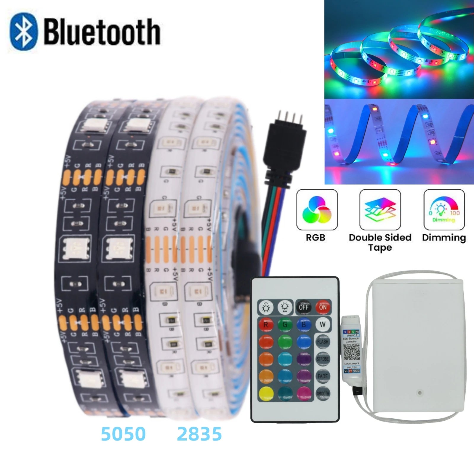 3AA Battery 5V RGB LED Strip 2835 5050SMD Bluetooth Flexible Lamp Tape Ribbon DIY - Kitchen Faucet - view 2