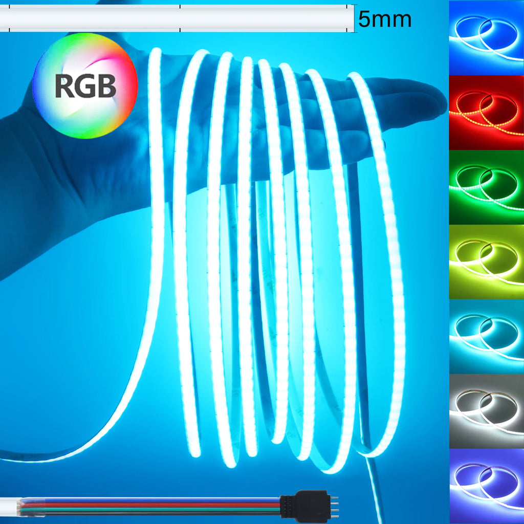 5mm RGB COB LED Strip 12V 24V 576LEDs/M RA90 RGB Colorful Led Ribbon Tape - Kitchen Faucet