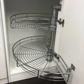 a double-layer storage rack The arc-shaped pull-out basket in the corner of the cabinet - Cabinet Organizer