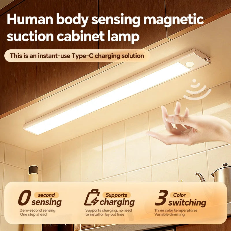 5V Type-C USB Rechargeable LED Motion Sensor Light Bar for Kitchen Cabinet Wardrobe - Cabinet Organizer - view 2