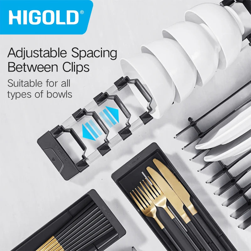 HIGOLD 500mm Cabinet Pull Basket Double Drawer With Dish Rack 304 Stainless Steel Kitchen - Dish Drying Rack - view 3