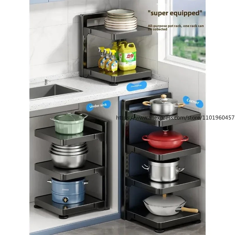 Kitchen Storage Rack Household Multi-layer Kitchen Sink Layered Pot Storage Rack - Storage Shelf - view 5