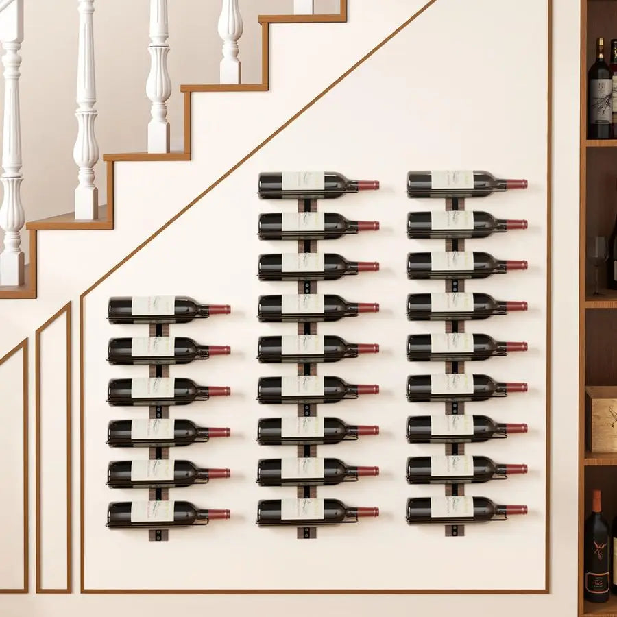 Wine Rack Wall Mounted for 9 Wine Bottles, Wood Wine Racks for Wall, Wine - Wine Rack - view 4