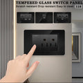 American Black Tempered Glass 16A 2Way Light Switch 118*75mm US Plug USB Type-C Quick - Home Improvement