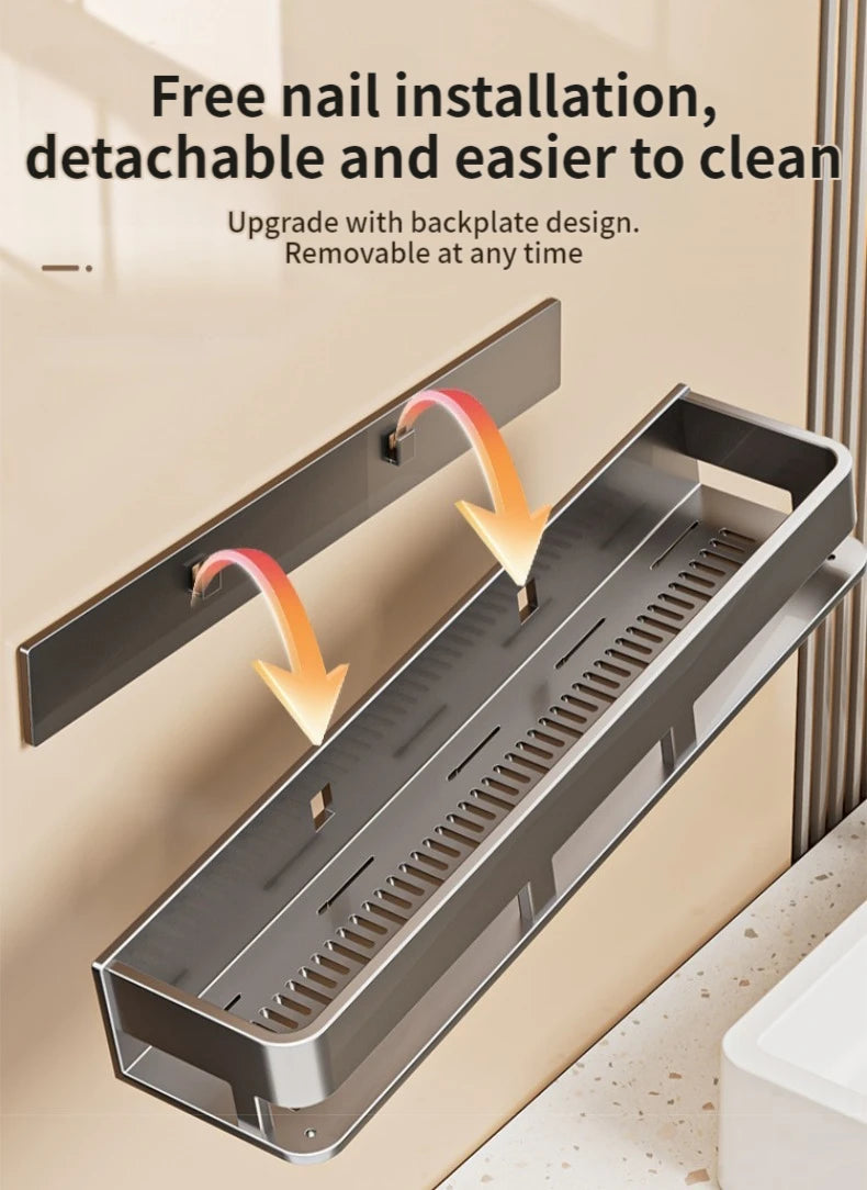 Aluminum kitchen rack kitchen shelf toilet storage no drill hanging rack bathroom - Storage Shelf - view 5