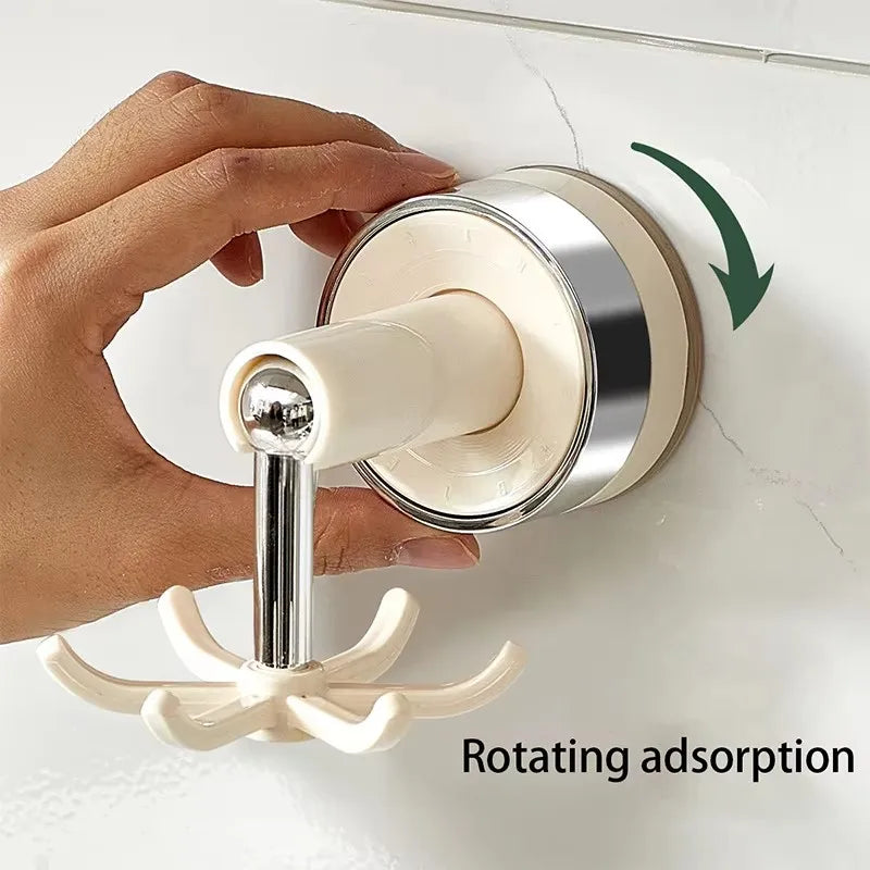 Kitchen Suction Cup Six-claw Rotating Hook Rack Household Punch-free Spatula Spoon - Storage Shelf - view 6