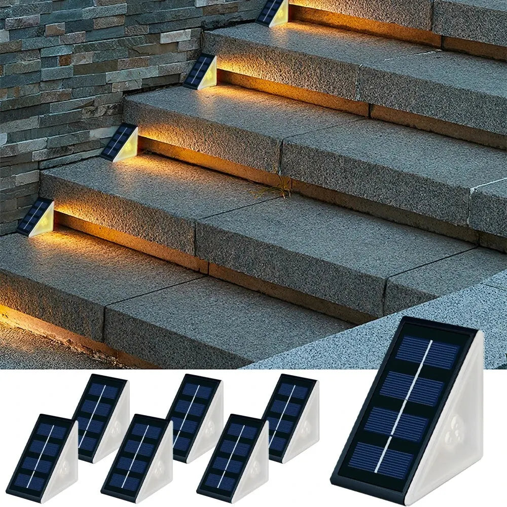 Outdoor Solar Step Lights Warm White RGB Triangle IP67 Waterproof Auto on Decoration Deck - Solar Light