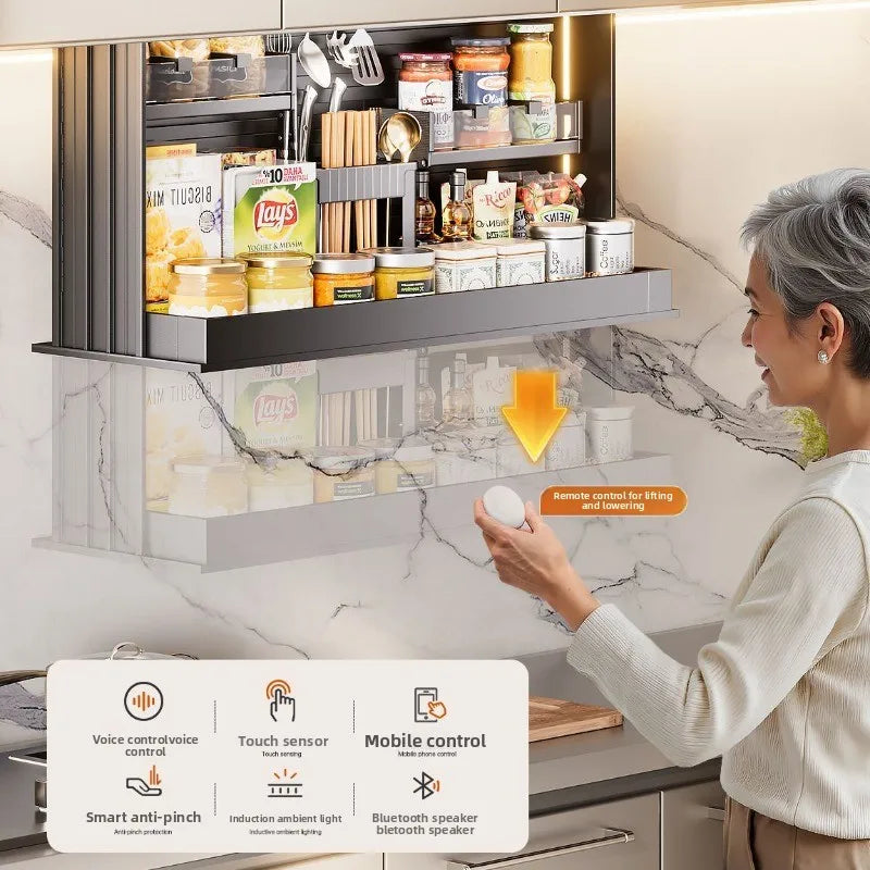 Kitchen cabinet drop-down seasoning basket vertical lift basket electric intelligent - Cabinet Organizer - view 3