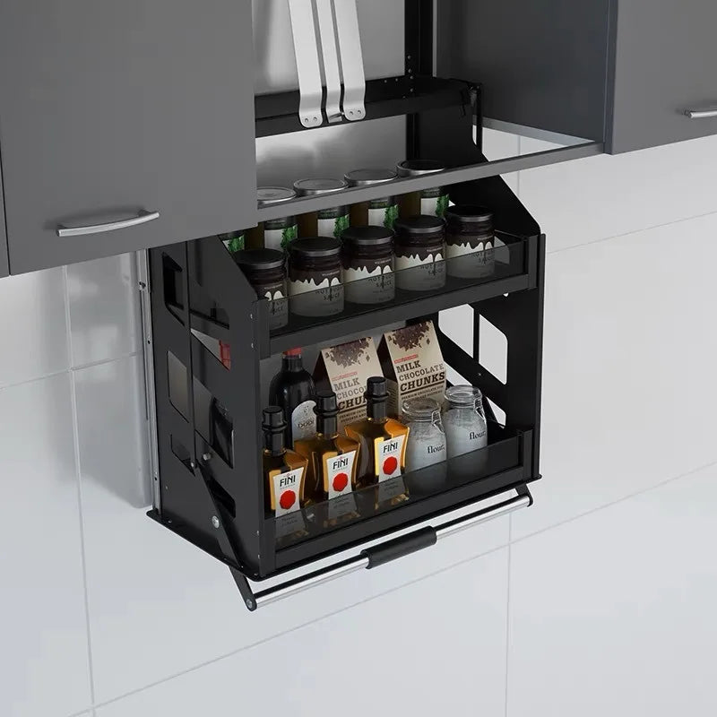 Kitchen wall cabinet lifting pull-out basket cabinet top wall cabinet vertical - Cabinet Organizer - view 3