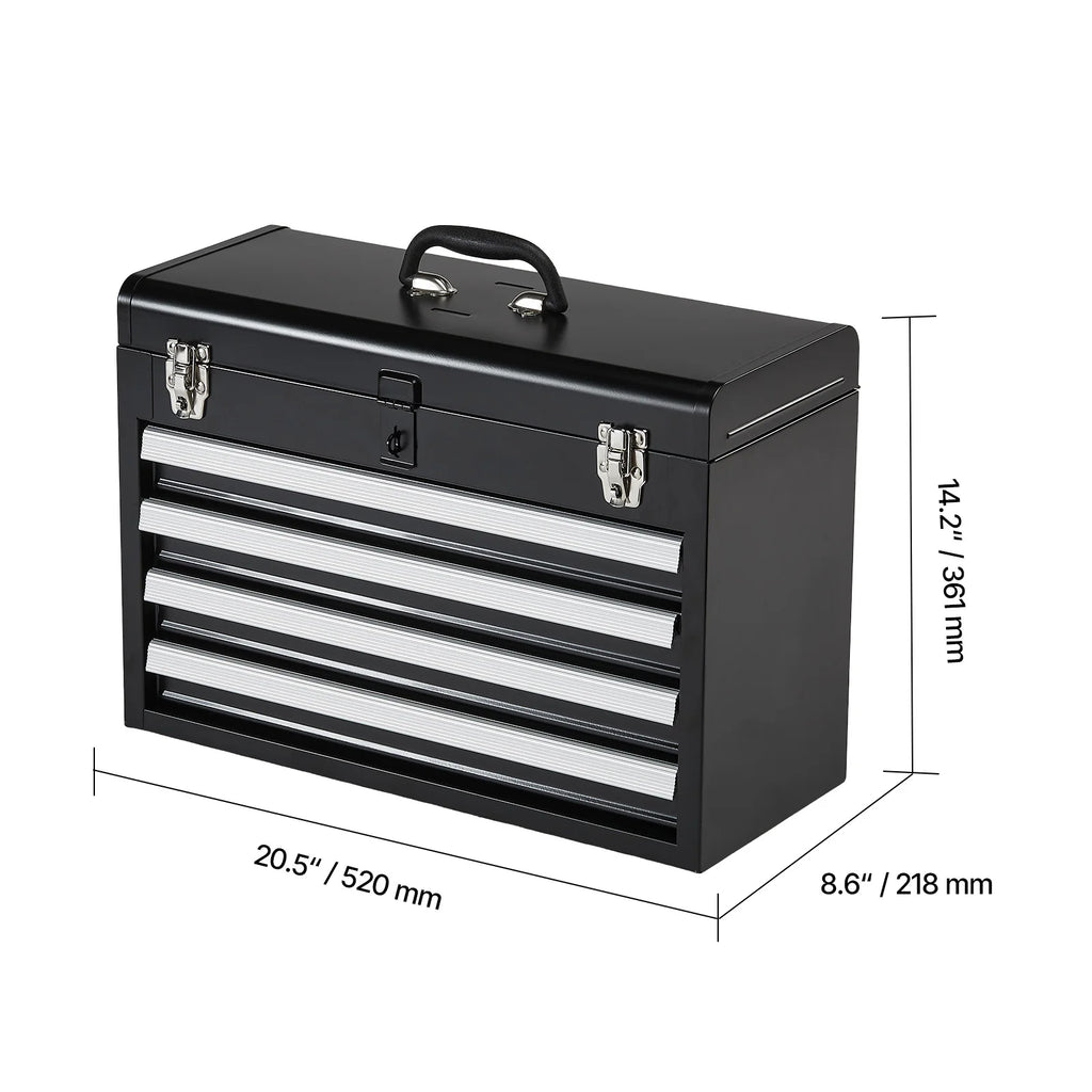 SucceBuy 20.5in Metal Tool Box Portable 4-Drawers Tool Chest with Drawers Locking - Cabinet Organizer - view 8