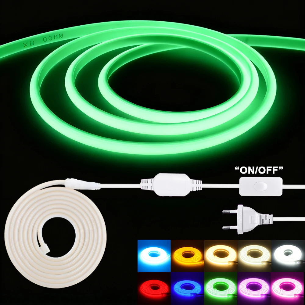 220V Switch COB Led Strip Light ON/OFF Red Green Pink Warm Natural White 288Leds/M - LED Strip Light