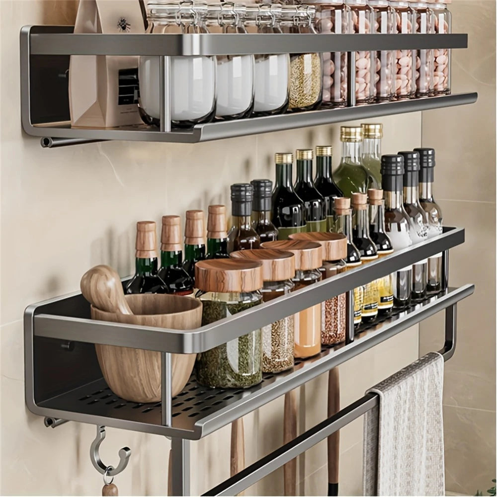 1 Multi-Functional Storage Rack With Rod Seasoning Rack Wall-Mounted Seasoning Storage - Storage Shelf - view 4