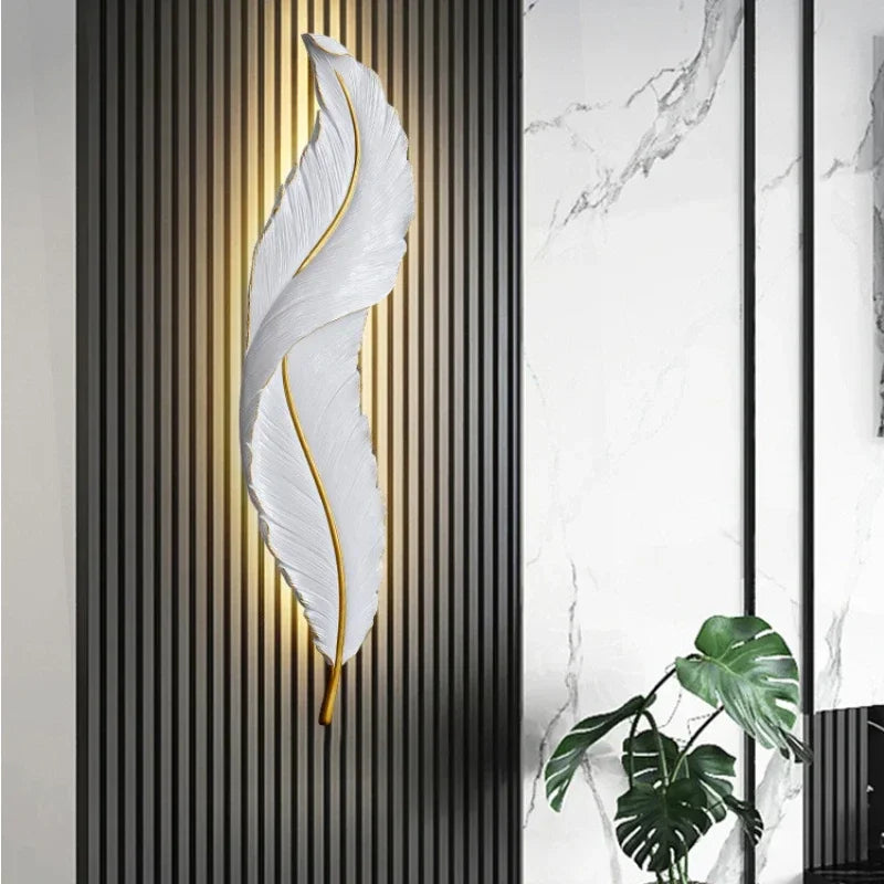 Nordic feather wall lamp, living room, bedroom, headboard, foyer, creative feather - Wall Light - view 3