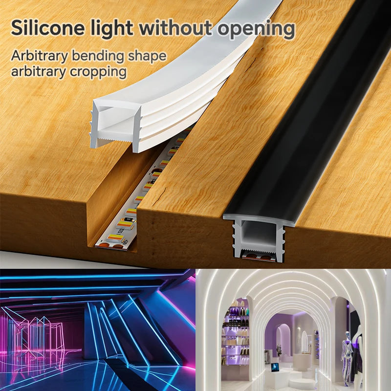 1M-10M LED Neon Rope Tube Soft Silicone Diffuser Channel Black/White Flexible Ribbon - LED Strip Light - view 2
