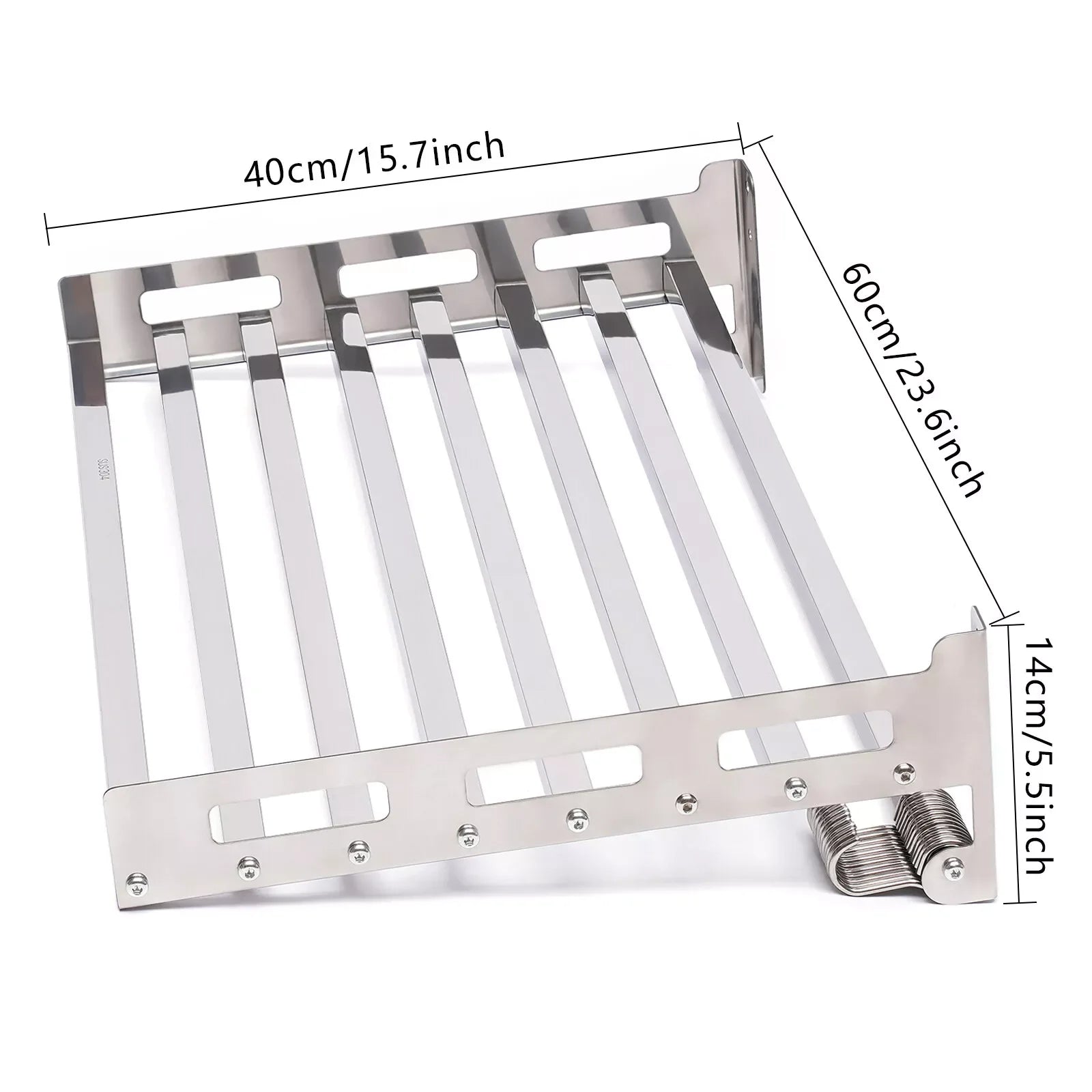Wall Mount Microwave Oven Shelf Kitchen Item Storage Bracket With 12 Hooks SS201 Stainless - Storage Shelf - view 5