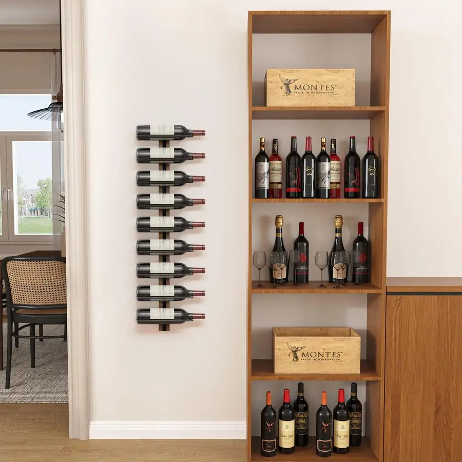 Wine Rack Wall Mounted for 9 Wine Bottles, Wood Wine Racks for Wall, Wine - Wine Rack - view 5