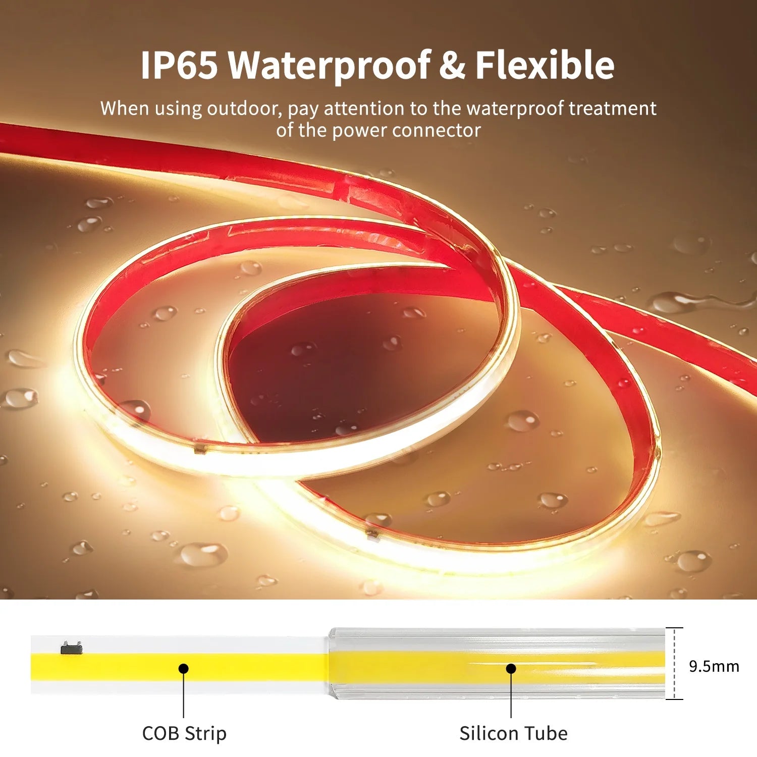 220V COB LED Strip Light 296 LEDs/m High Brightness Waterproof Flexible LED Tape Ribbon - Kitchen Faucet - view 5