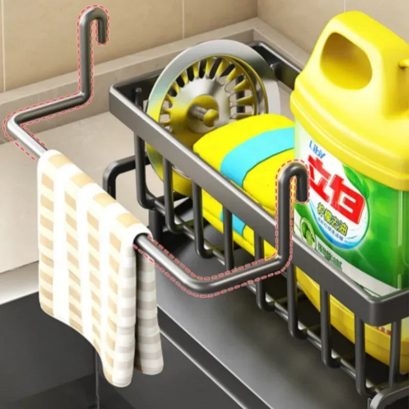 Kitchen Shelf Rag Storage Drainage Shelf No-Punch Storage Rack Home Spice Rack Sink Tap - Kitchen Faucet - view 4
